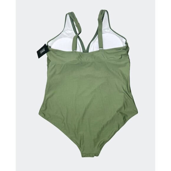 Daci Olive Green One-Piece Swimsuit With Adjustable Straps & Waist Detail 20W - Picture 4 of 15